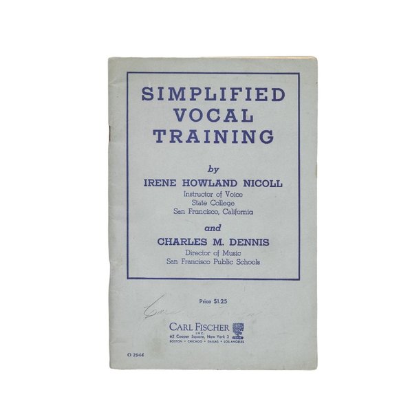 Simplified Vocal Training Nicoll Dennis Fischer Softcover 1940 - Picture 1 of 5